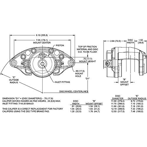 Wilwood Caliper GM D52 2.75in Piston 1.00 Rotor