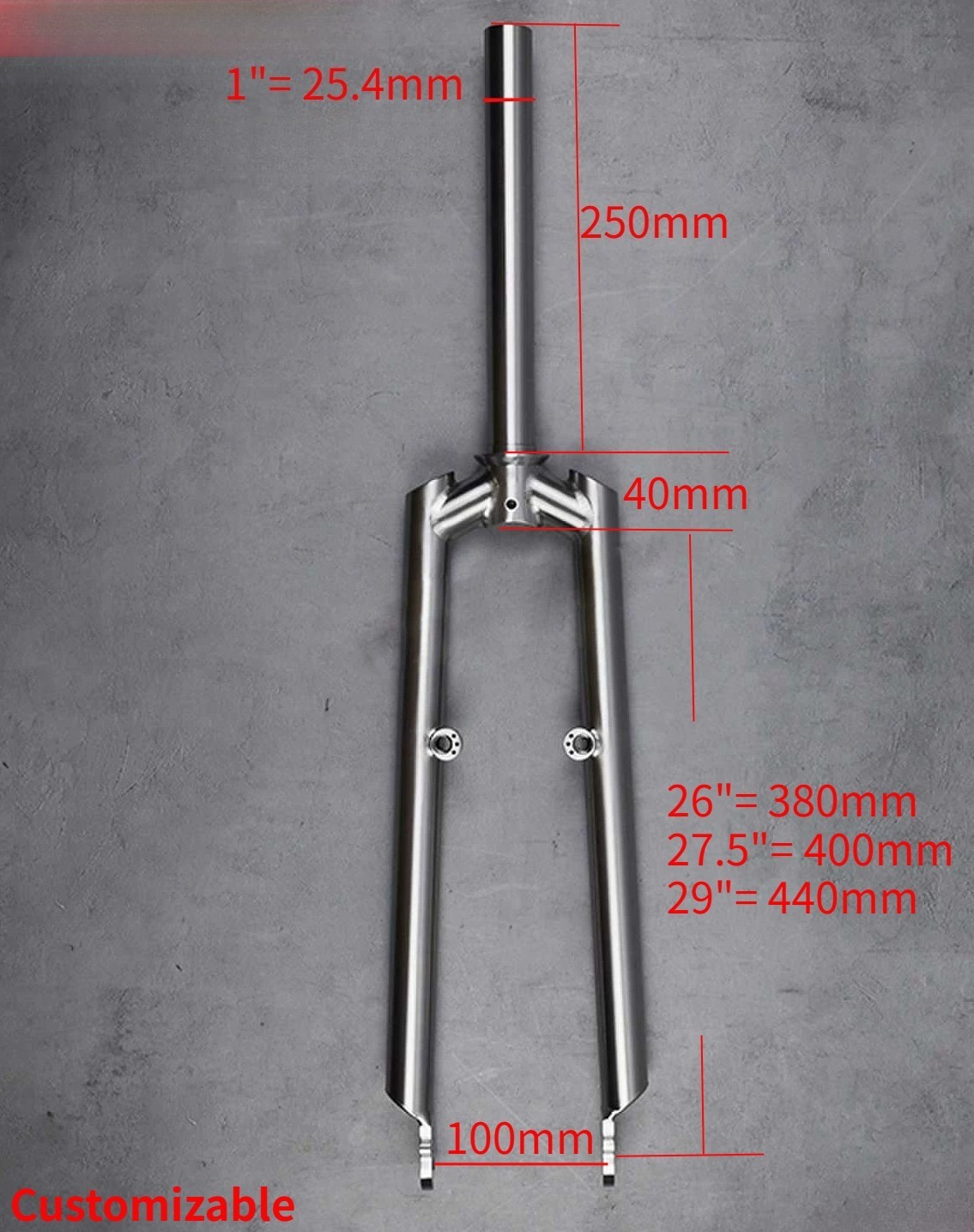 GR9 Titanium Square Shoulder V-Brake Rigid MTB Front Fork Straight Leg Hard Fork