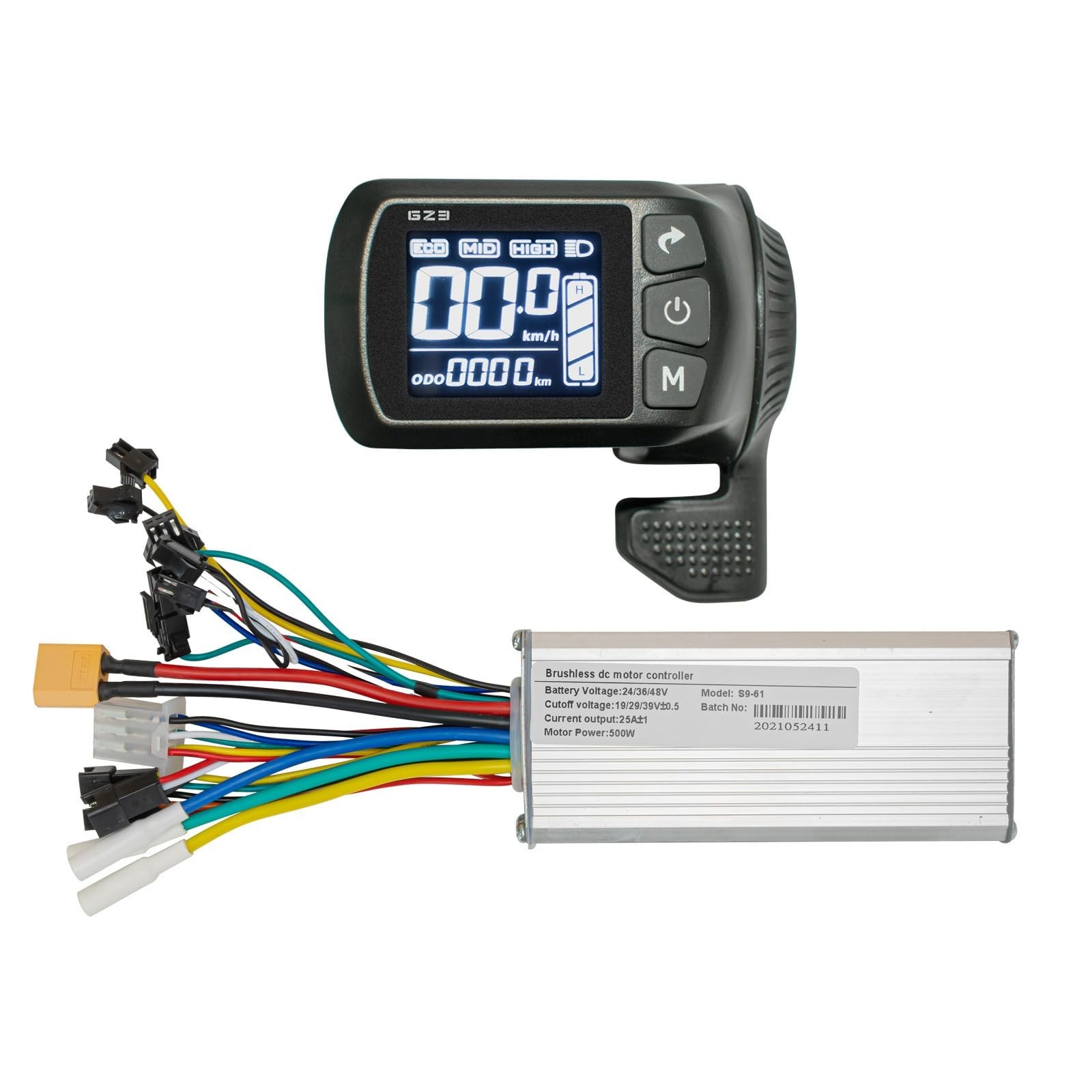 500W 25A Ebike Controller Kit – 24V/36V/48V Brushless Motor & LCD Display Panel