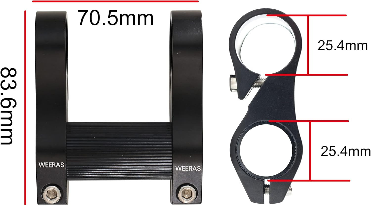 Double-Stem 25.4mm Handlebar Riser Adapter Ultralight Bike for Folding Bike
