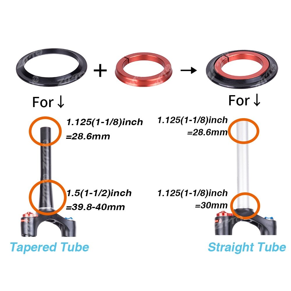 Bicycle MTB Road Bike Headset 44mm 56mm Tapered Straight Tube Fork Universal