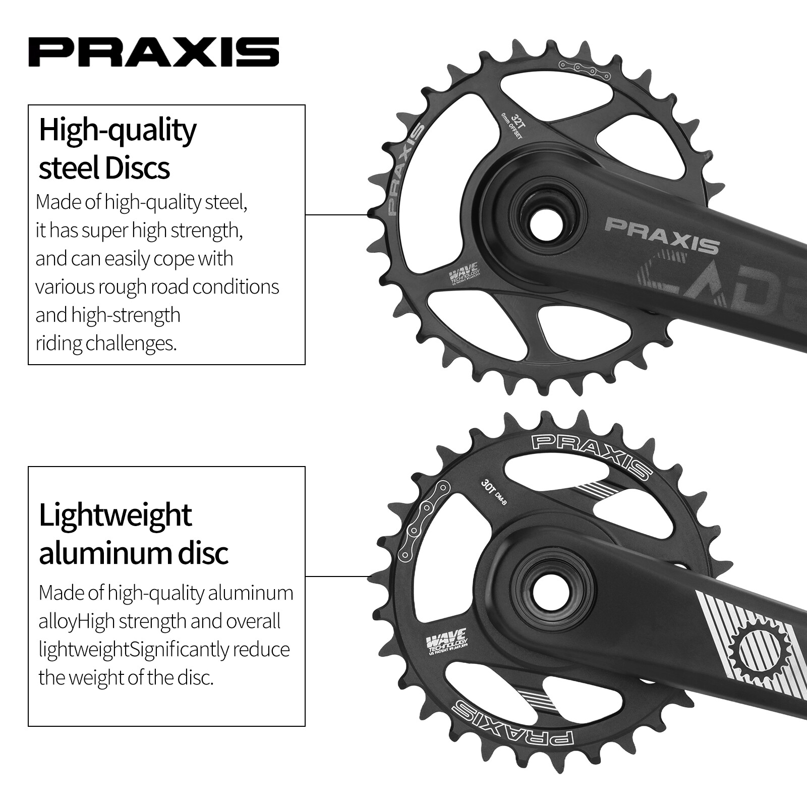 Praxis Cadet DM/HD/G2 Crankset 165/170/175mm 30/32T Press-Fit BB All From TREK