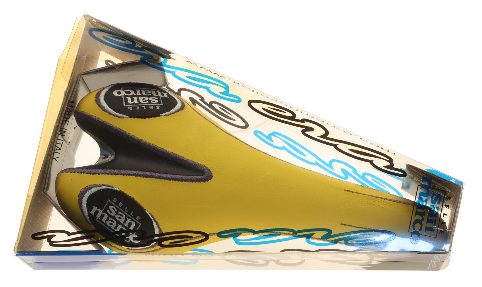 Selle San Marco Era Pro Saddle Titanium Rails Yellow Leather 2001 NIB NOS NEW