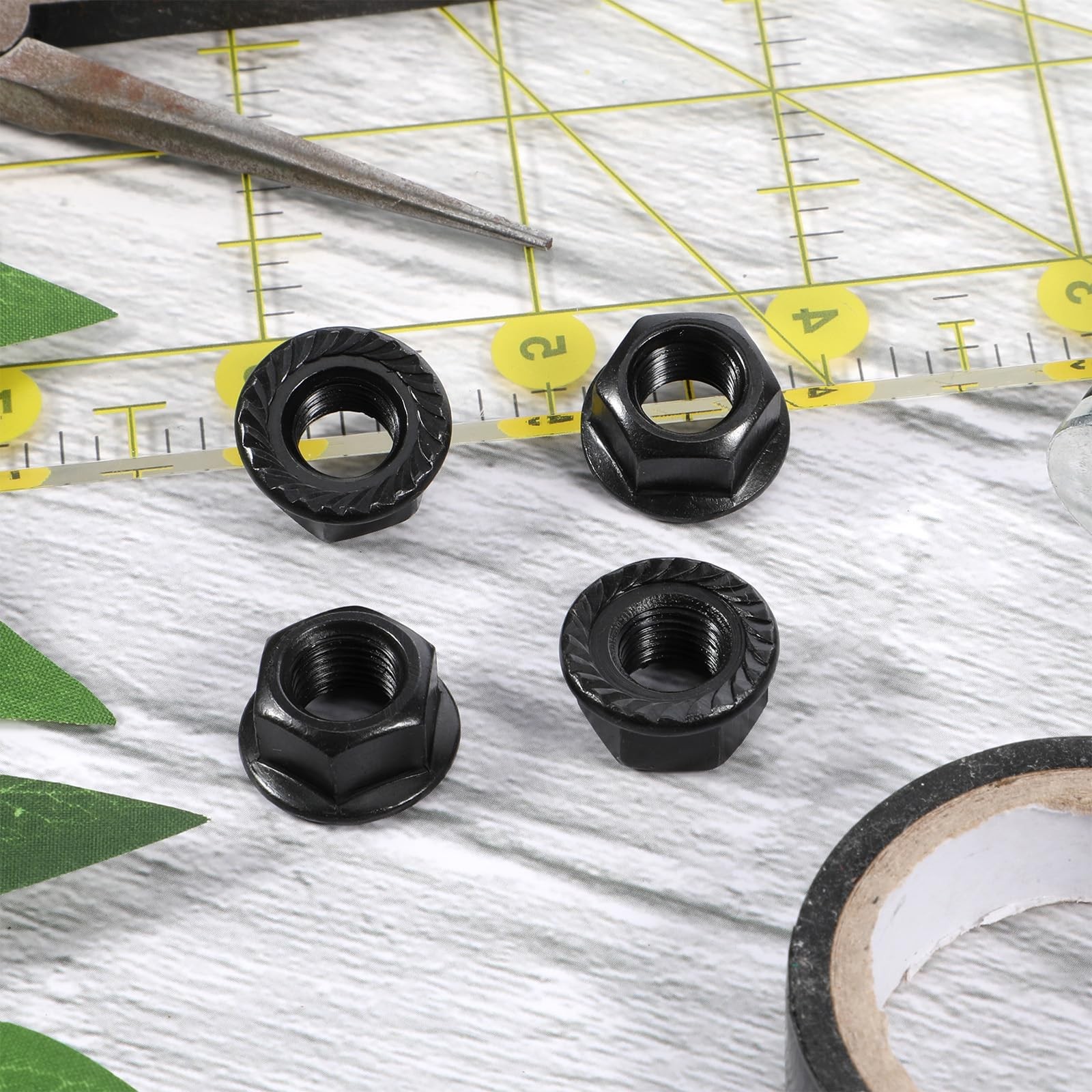 3/8 Inch Black Flange Shaft Nut Kits Bicycle Hub Axle Washer Lock Fastener