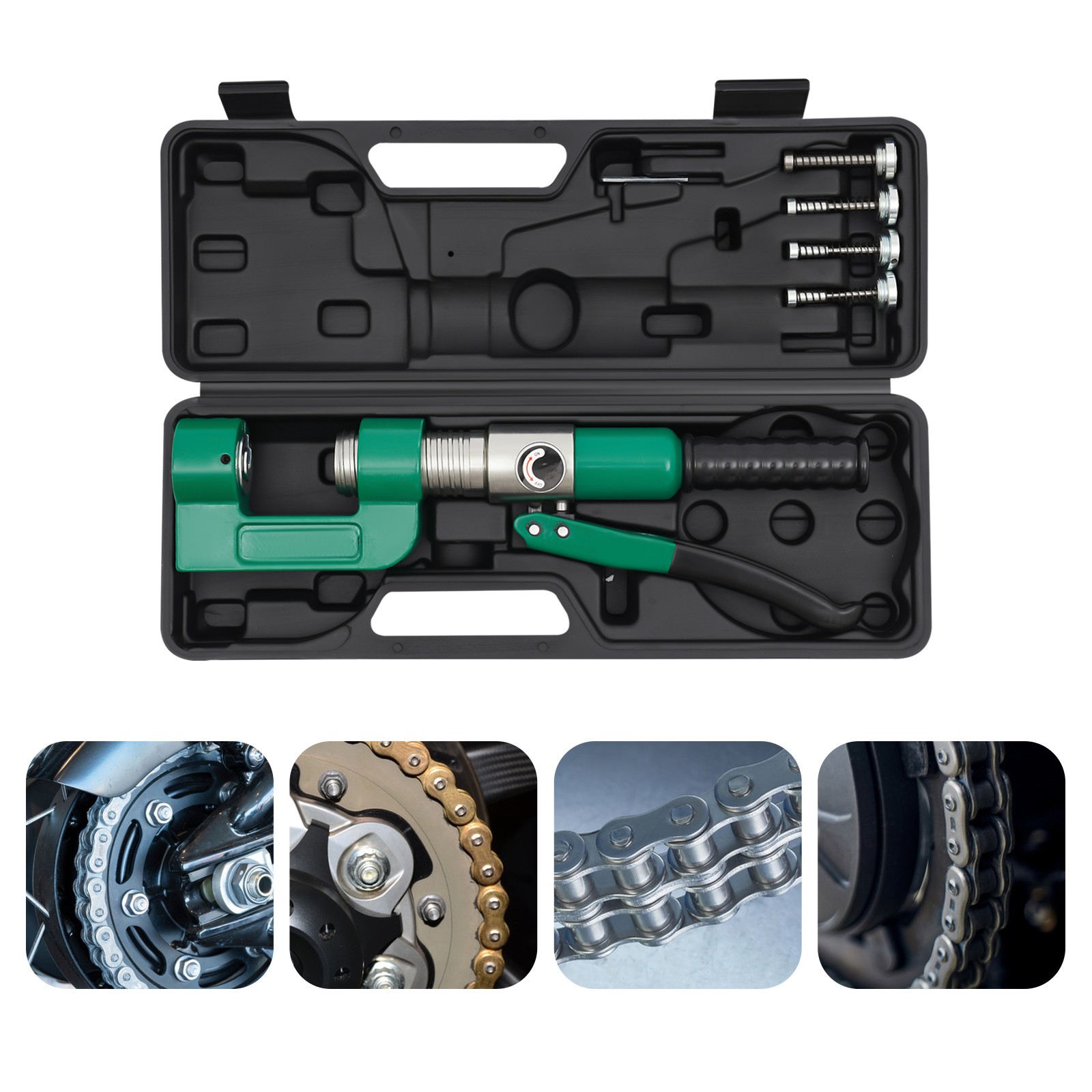 Hydraulic Chain Breaker Tool Kit 4 Pins 6613LBs for Motorcycle Bike 08B 420 428