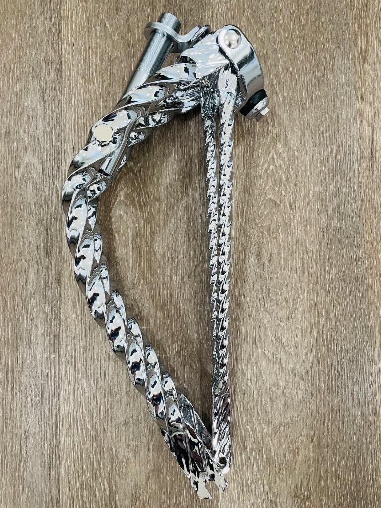 20″ LOWRIDER BENT FLAT TWISTED BICYCLE SPRING FORK 1 INCH IN CHROME VINTAGE