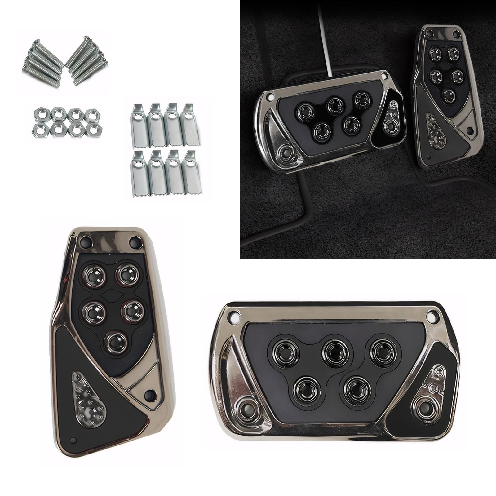 Car Pedal Covers, Automotive Brake and Accelerator Pedal Pad, Anti Black 2 PCS