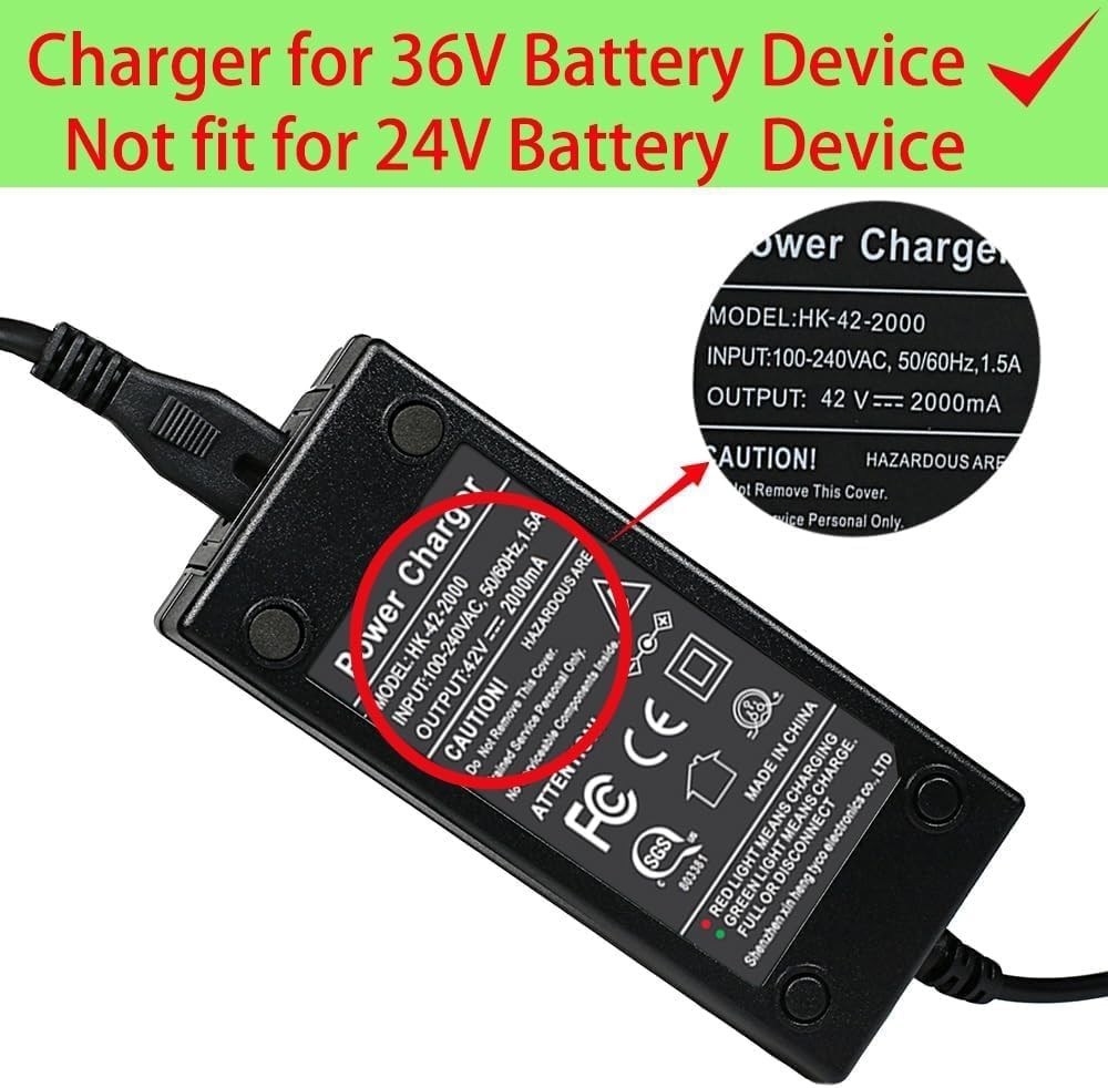 Compact 42V 2A Wall Adapter for 36V Electric Bike – Charging Indicator Included