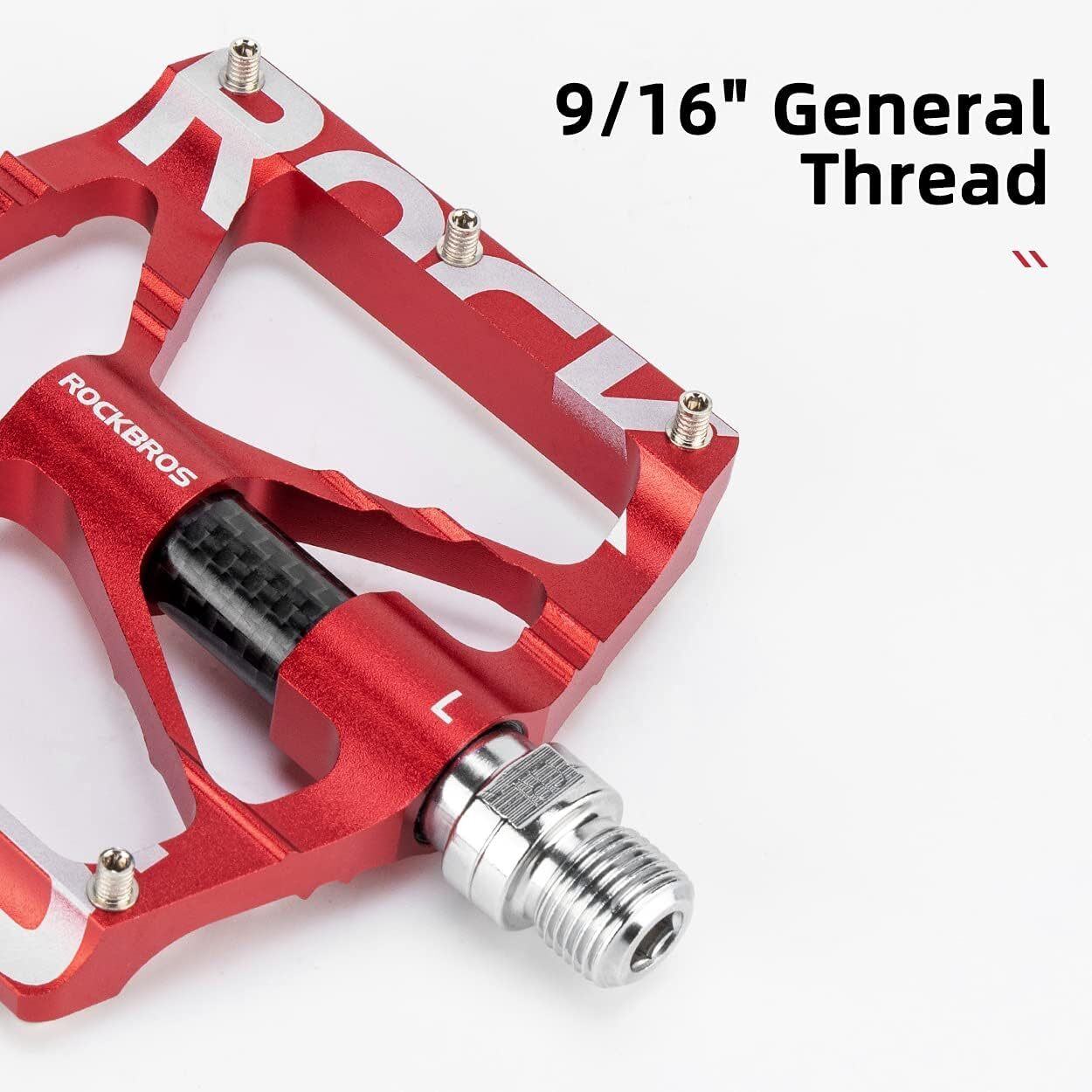 ROCKBROS Bike Pedals 9/16” Anti-Slip Aluminium Alloy Reflective Sealed Bearing
