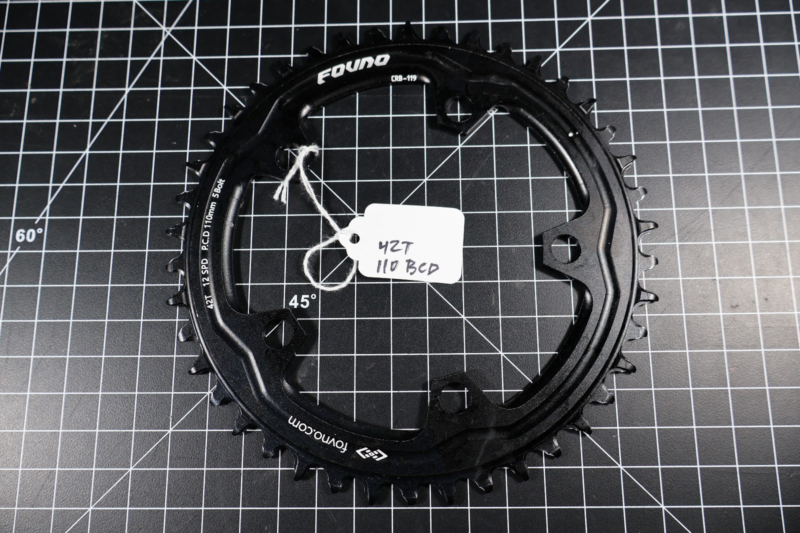 Narrow Wide 42T aluminum Chainring 110mm BCD 5 arm black FOVNO 12sp Exc Cond