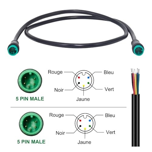 Male to Male Ebike Extension Cable for Electric Bike 5 Pin Male to Male Green