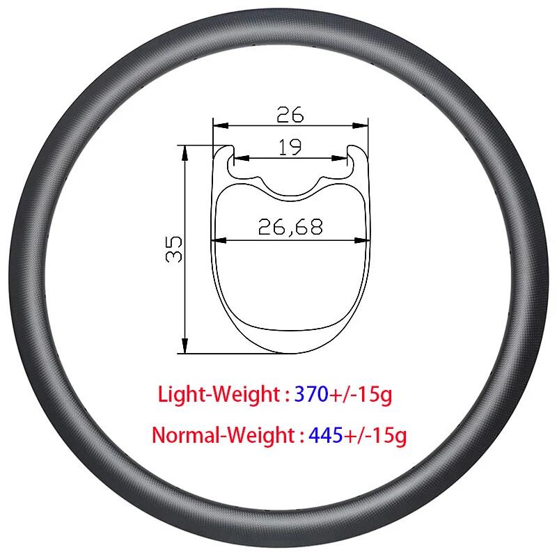 700c Carbon Rim Road Bike Disc Brake 35mm Depth 26mm Width Clincher Tubeless