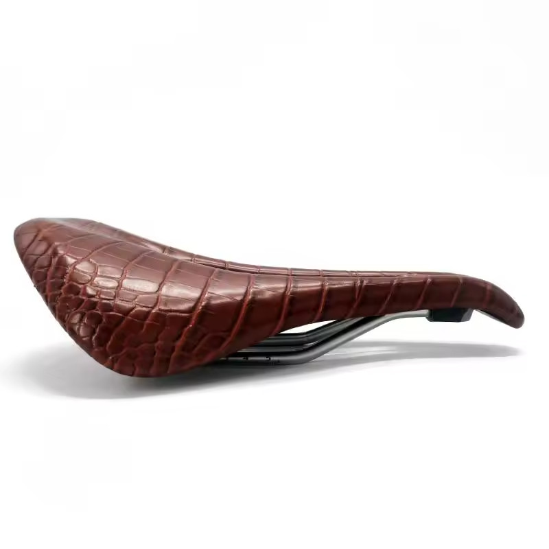 Brown faux Crocodile leather Bicycle saddle 160mm x 250mm