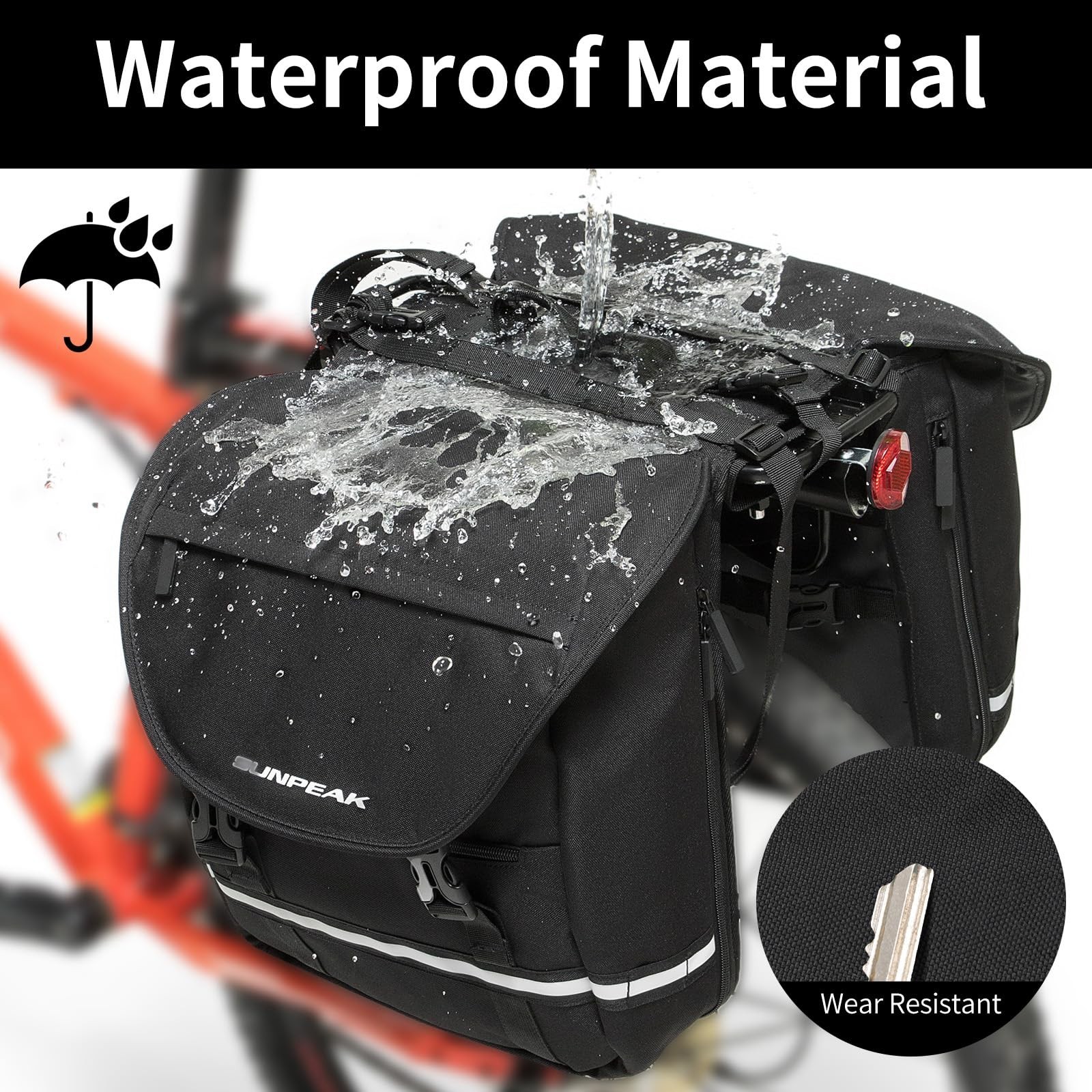 Sunpeak Bike Bag Accessories Panniers for Bicycle Rear Rack Bag 36L Waterproo…