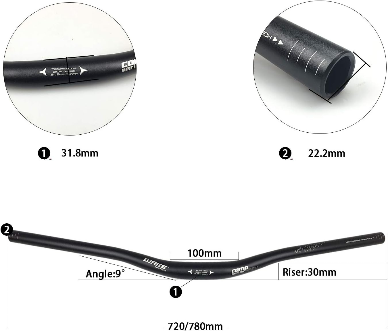 31.8Mm MTB Mountain Bike Handlebar, Aluminum Alloy Mountain Bike Bicycle Riser H