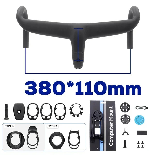 Carbon Fiber Bicycle Handlebar Road Bike Drop Handlebars with Computer Mount
