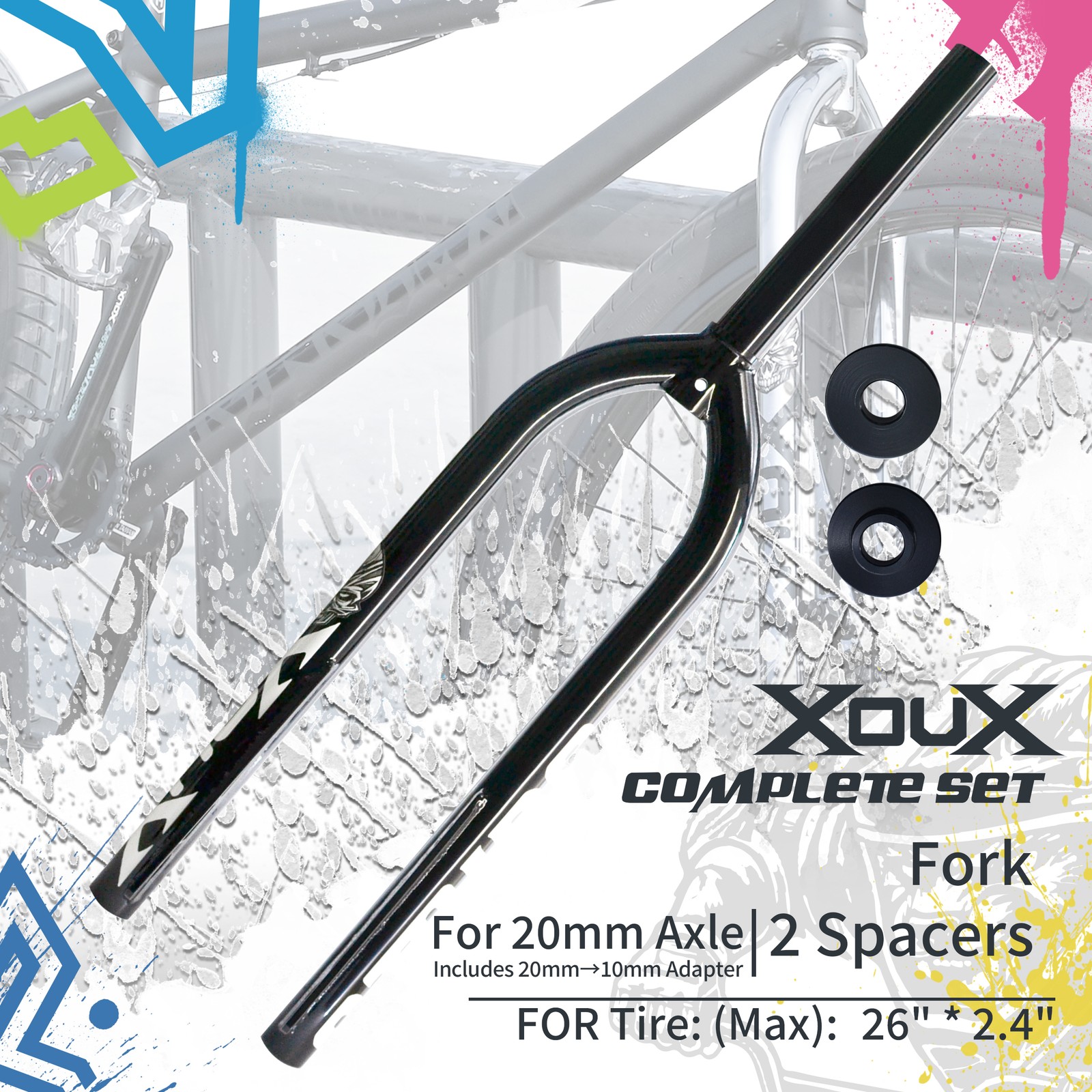 XOUX STRIDE 26 inch Threadless BMX Fork 1-1/8 inch , Black