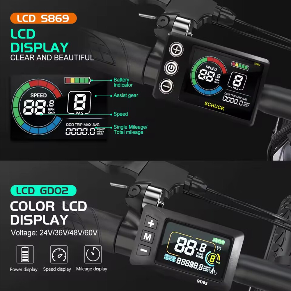 E-bike 17A 26A 30A 3-Mode Sine Wave Controller 36V 48V 250W-1000W w/ Display Set