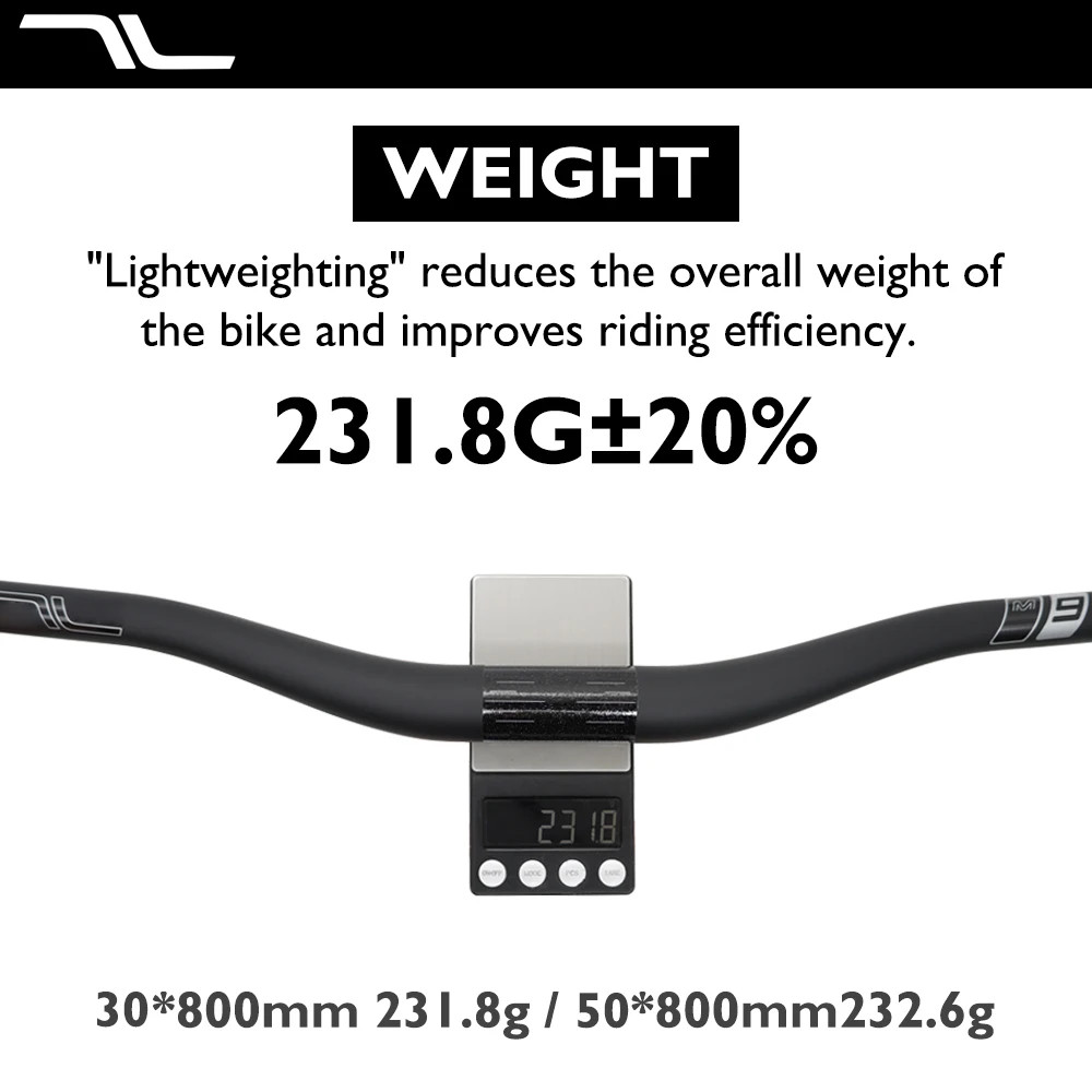 Carbon Mountain Bike Handlebar 31.8mm Clamp 780-800mm 30/50mm Rise 8 Sweep