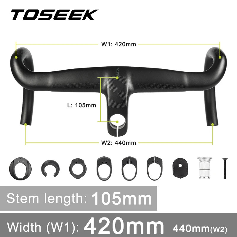 Road Bike Carbon Integrated Handlebar DI2 Full Internal Cable Routing Bent Bar