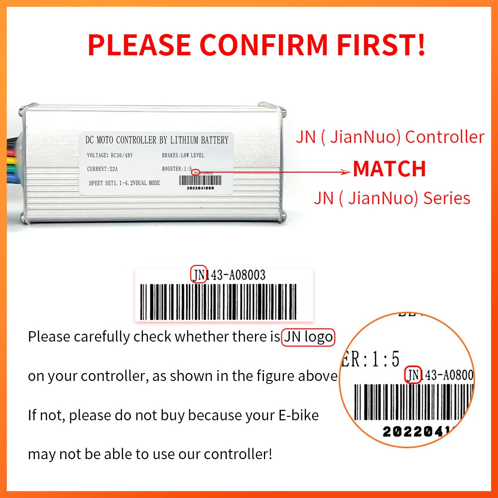 E-bike Controller 36/48V 250-1000W SM Connector Brushless Bicycle Controller