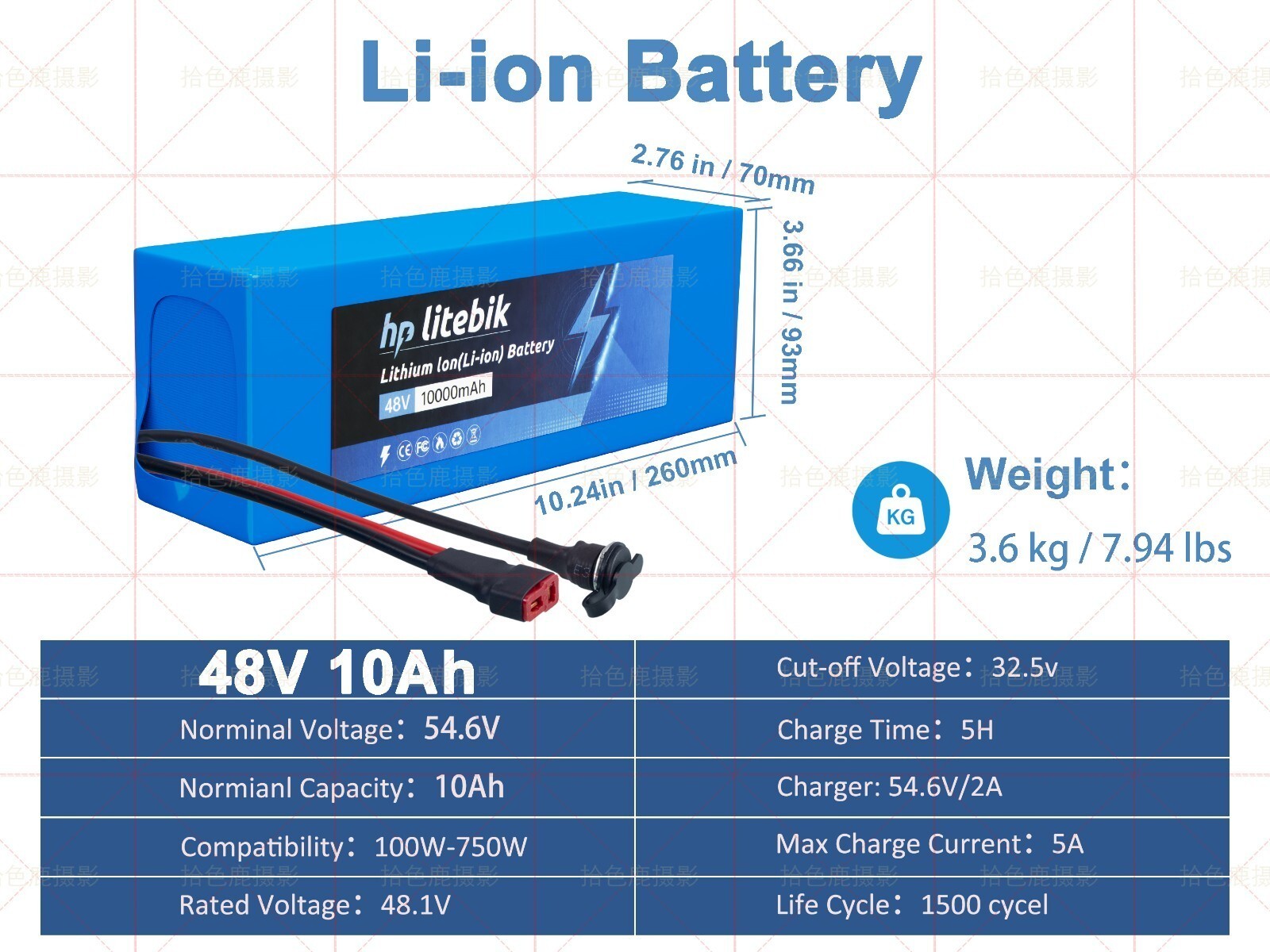 48V Electric Bicycle Bike Scooter Motor Ebike Lithium Battery Rechargeable 30A