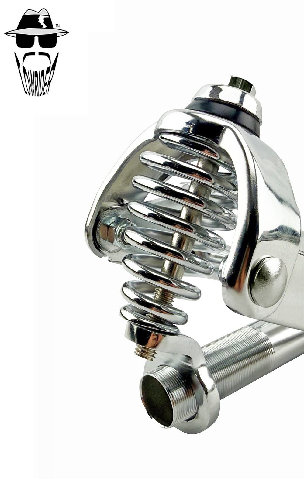 VINTAGE LOWRIDER 20″ CHROME PLATTED HEAVY DUTY BENT SPRING FORK 1″ THREADED.