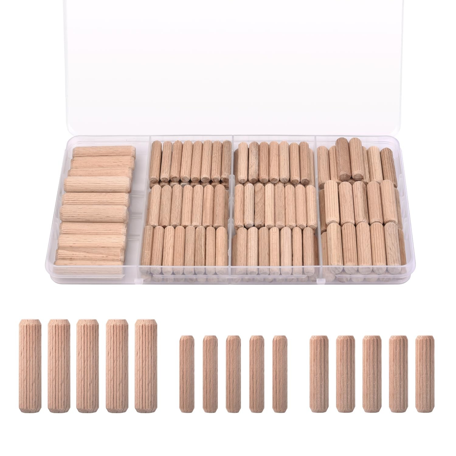 1/4-Inch Wooden Dowel Pins – 200 Pcs 1/4 x 1-1/4 inch Inch – 200