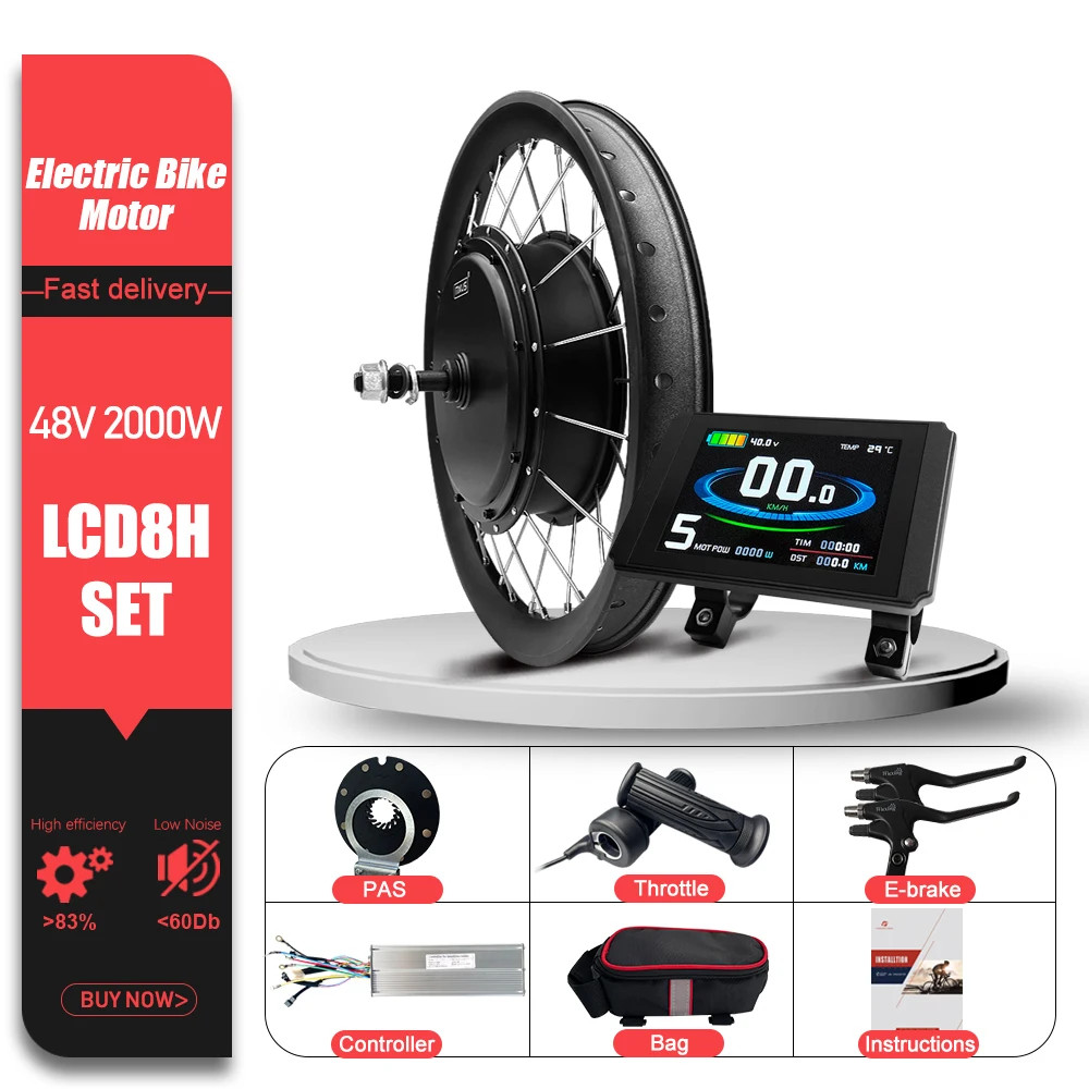 Mountain Electric Bike Conversion Kit 48V 2000W Brushless Rear Hub Motor Wheel
