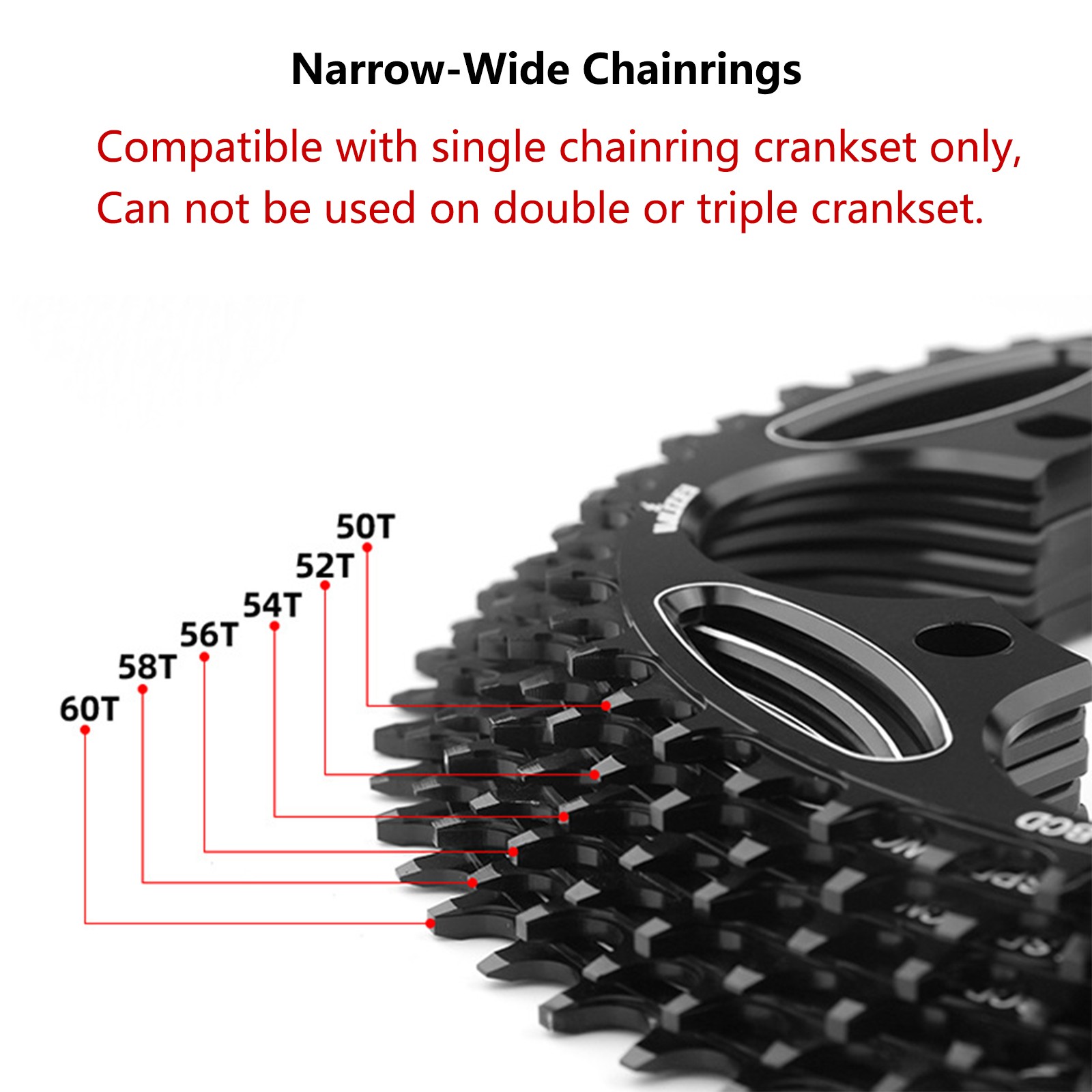 Road Bike Chainring 130 BCD 5 -Bolts 38T to 60T 9-11 Speed Bicycle Chainwheel