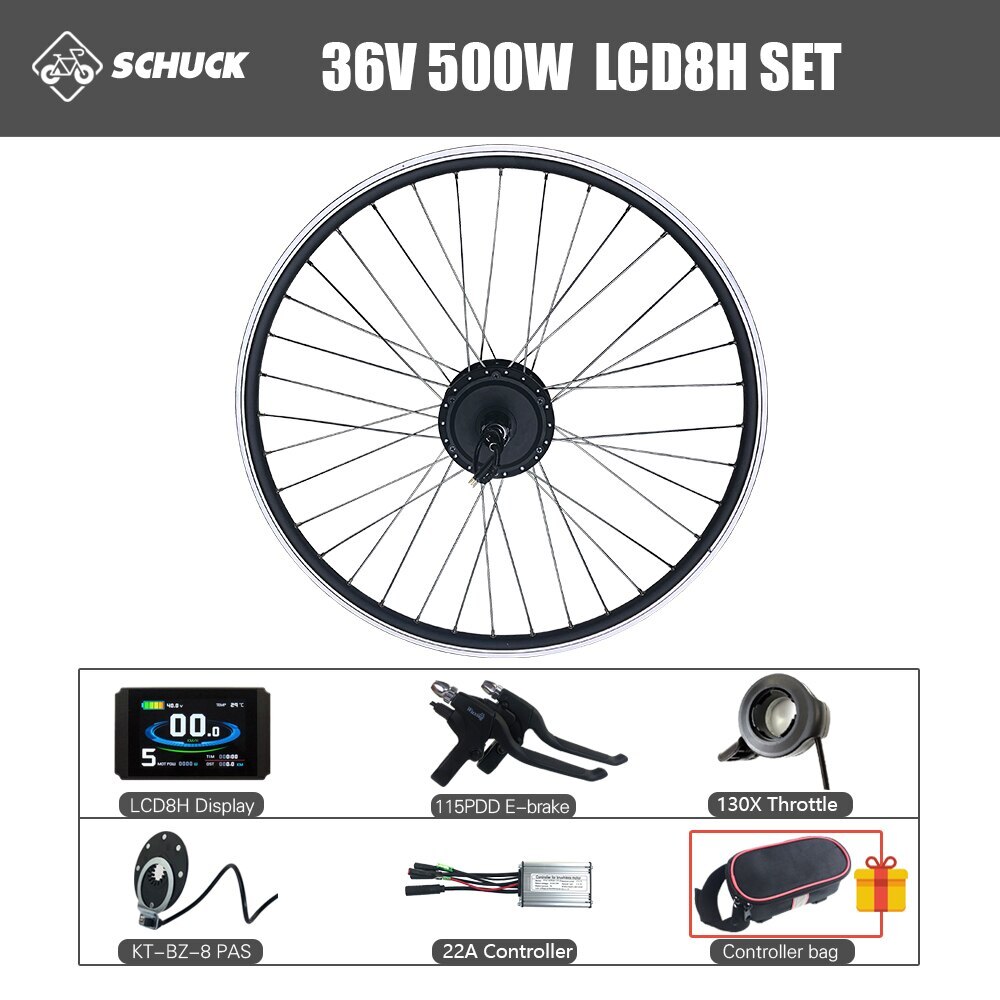 36V 48V 500W Rear Cassette Hub Motor Conversion Kit with Controller Display PAS