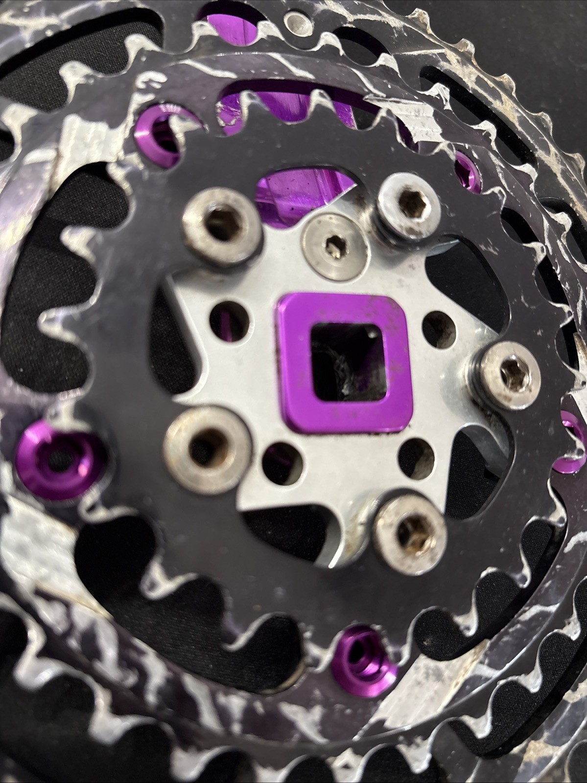 Kooka Vintage Crankset Triple 44/32/22 Purple 3DV, Black , 175mm Square Taper
