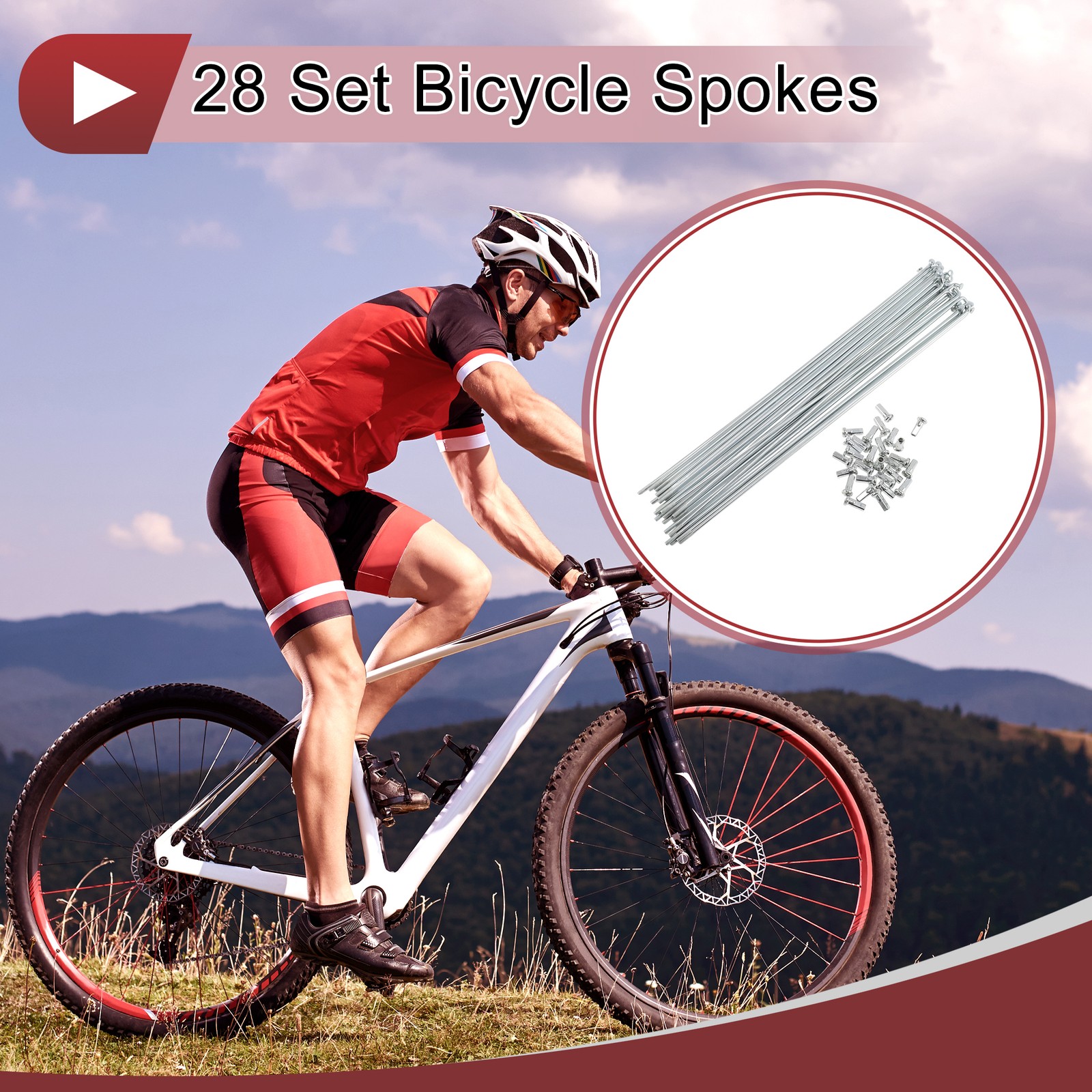 12G Bicycle Spoke 249 mm Bike Wheel Spoke Galvanized Carbon Steel Silver Tone