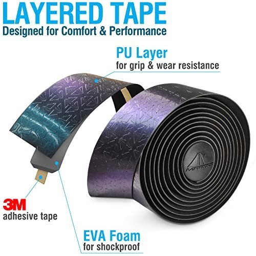 Bicycle Handlebar Tape Oil Slick 210cm x 3cm Road Cycling Wrap with End Plugs