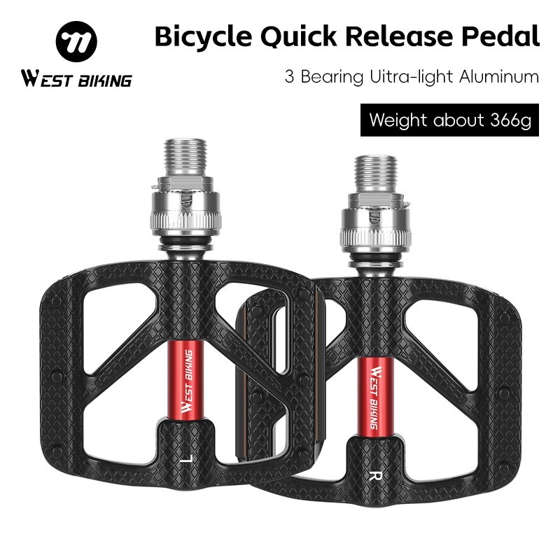 WEST BIKING Quick Release 3 Bearings Reflective Folding Bike Pedals a Pair