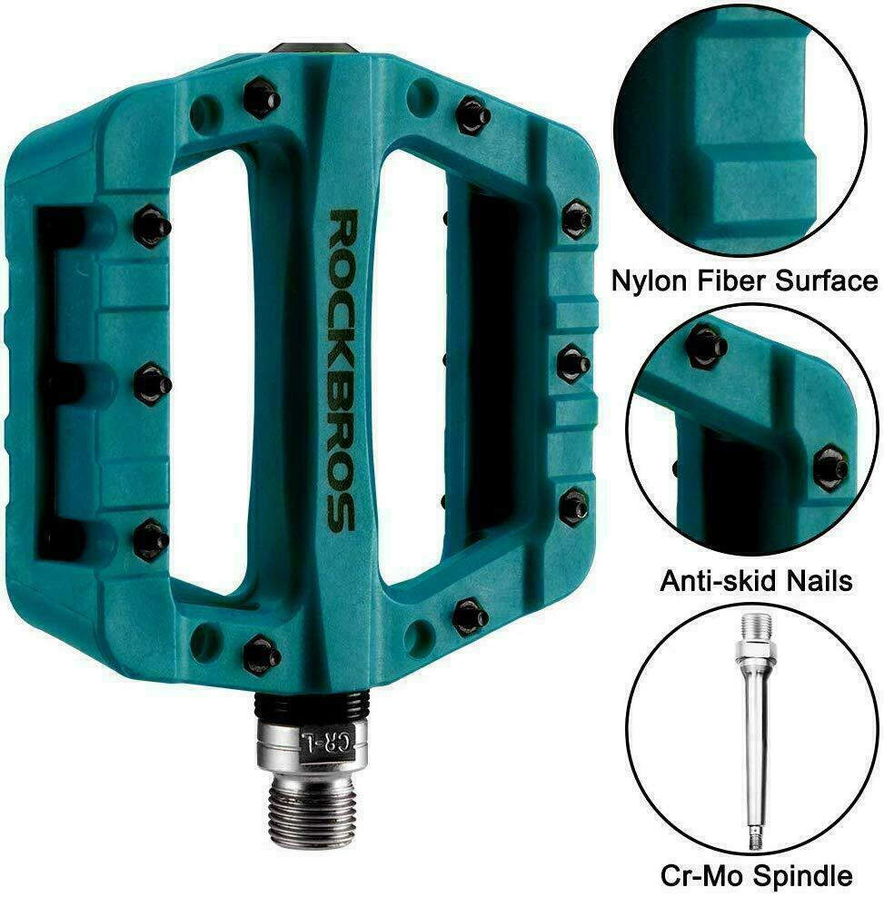 ROCKBROS MTB Road Bike Nylon Pedals Lightweight Widen 9/16″ DU Bearing Pedals