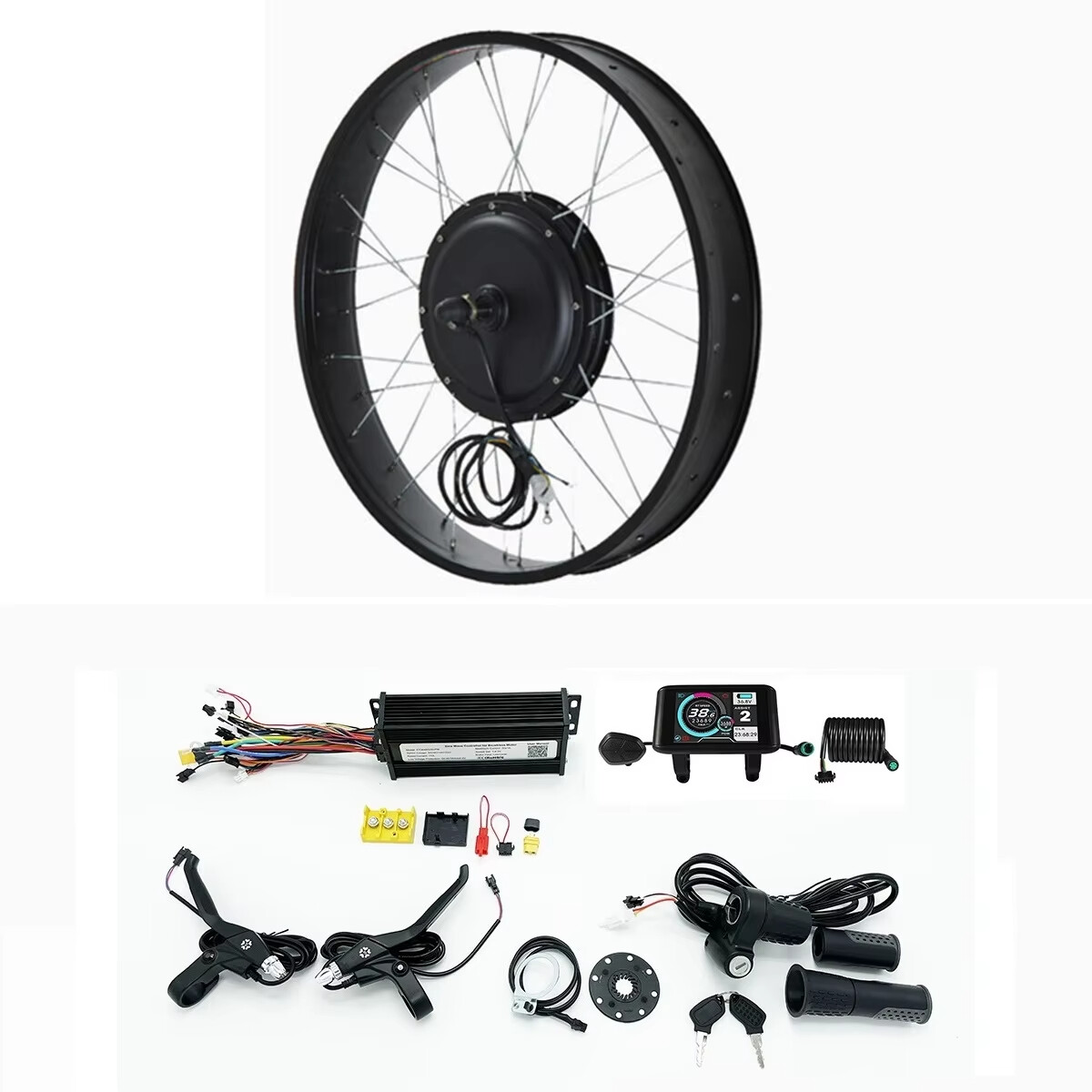 48V 52V 60V 1500W 20/24/26×4.0” Fat Tire eBike Rear Motor Wheel Conversion Kit