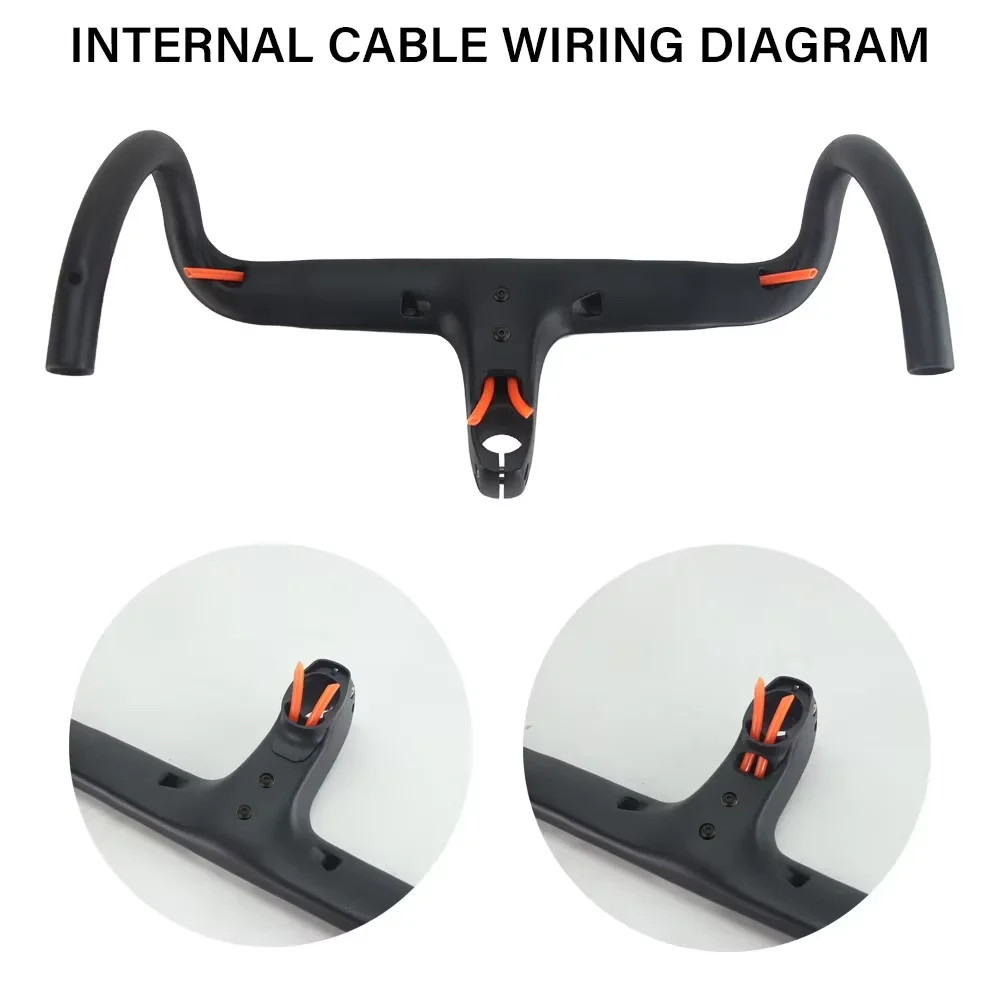 Carbon Internal Cable Integrated Road Bicycle Handlebar 360mm-380mm With Spacers