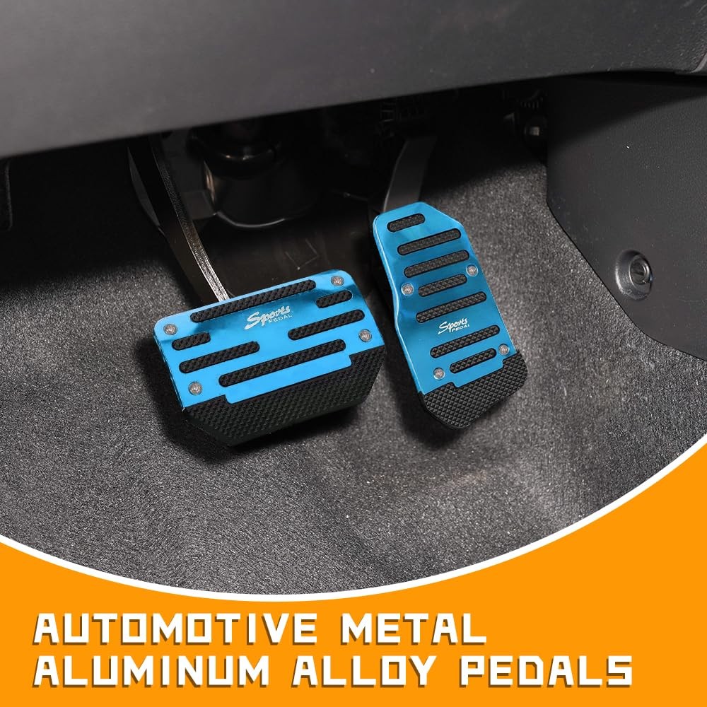 Zufoty 2PCS Car Pedal Covers, Non- Slip Automatic Transmission Pedal Blue