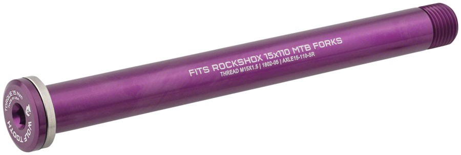 Front Thru Axles – Wolf Tooth Front Thru Axle – RockShox, 15 x 110mm, Purple –