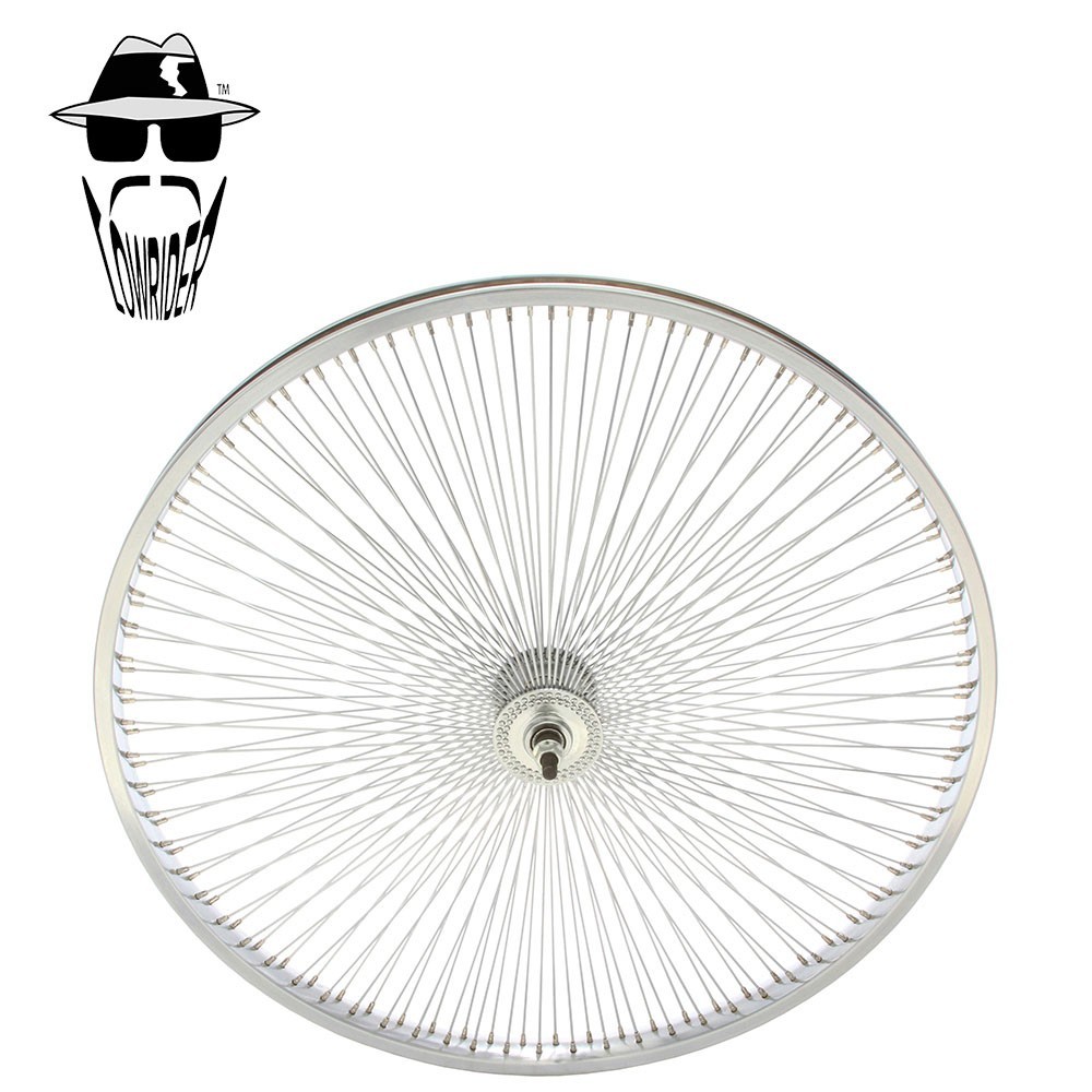 ORIGINAL LOWRlDER 26″ SteeI Front OR Coaster WheeI 144 Spokes 3/8″ AxIe Chrome.