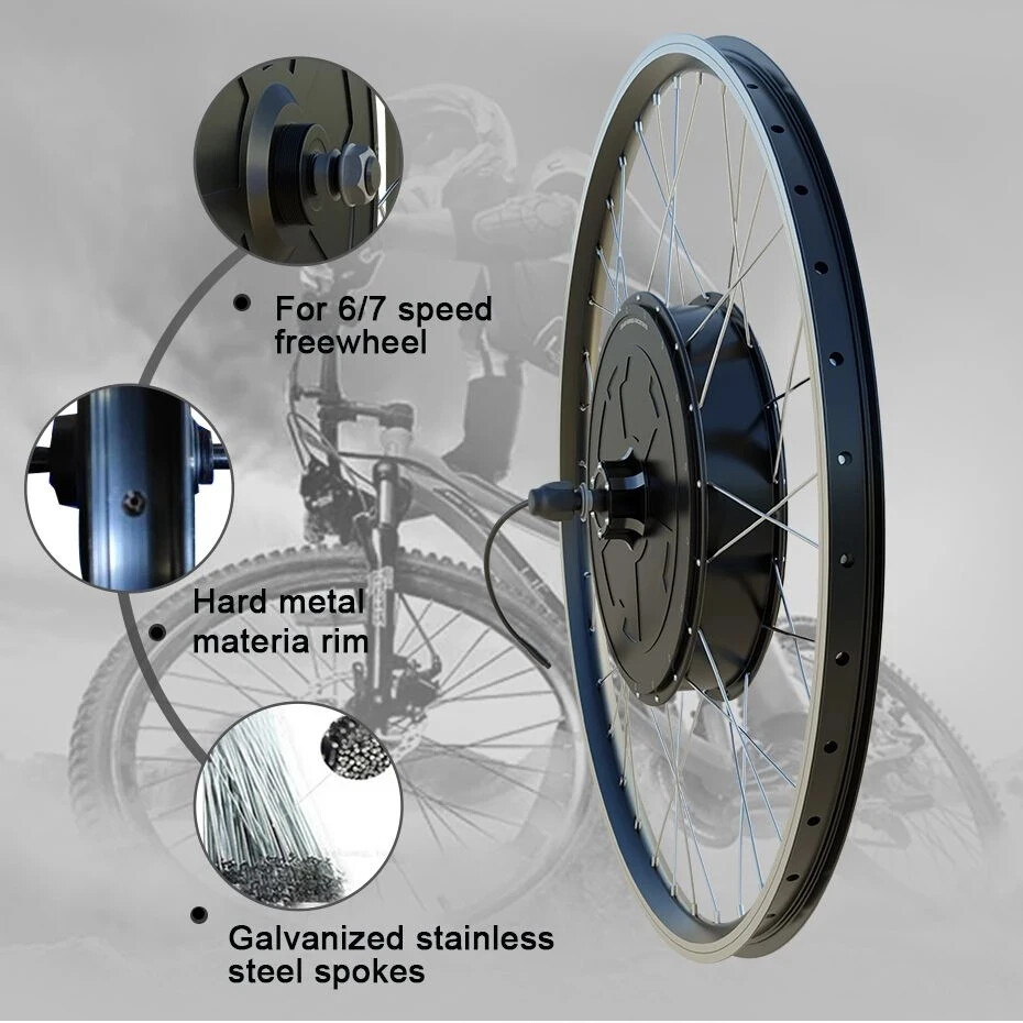 48V 250W-500W E-bike Motor Wheel Front/Rear Brushless Wheel Hub Motor 45KM/H