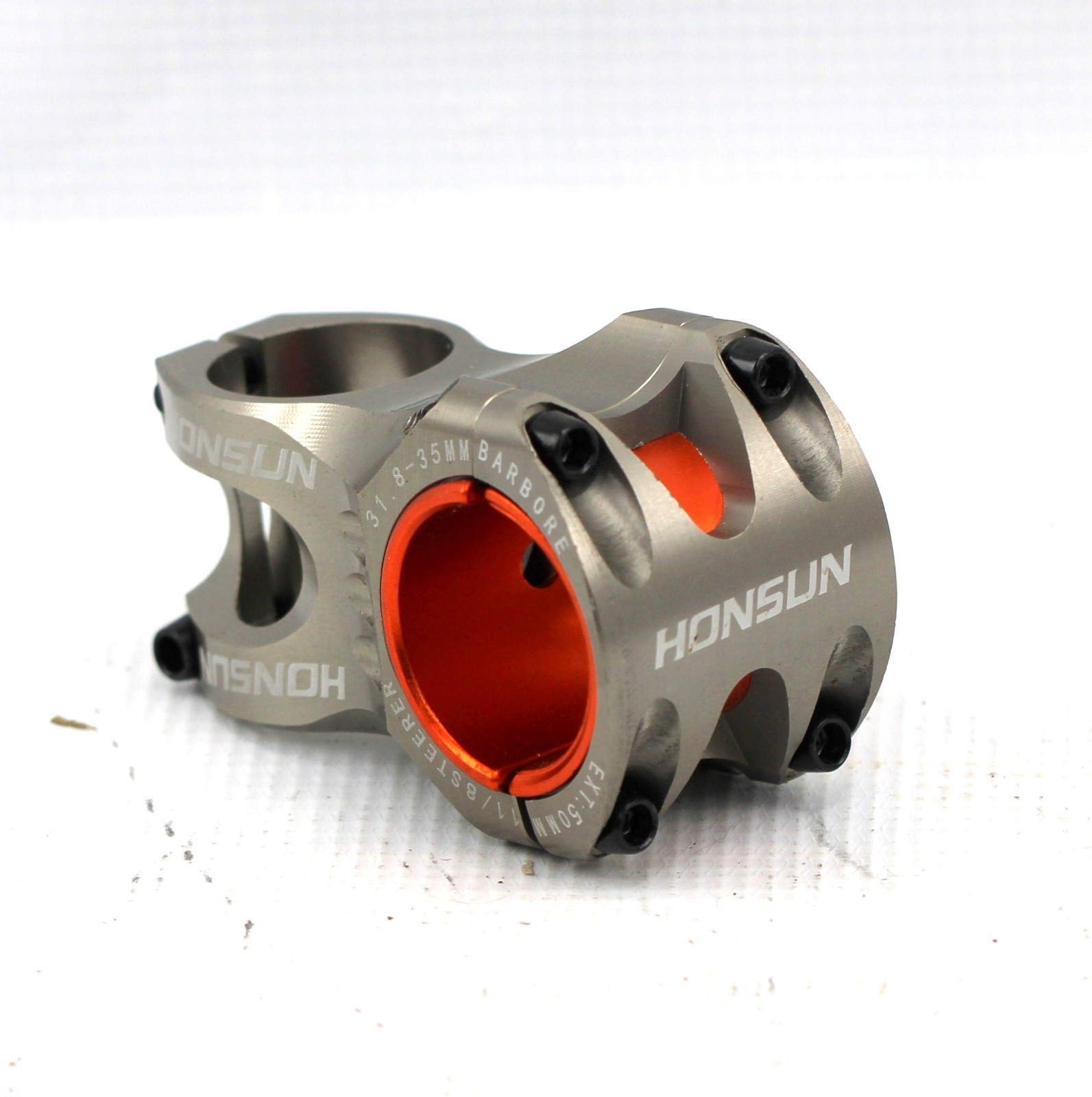 HONSUN STEM Bike 50mm +/-0° 31.8mm 1 1/8” Gunmetal/Orange 160g