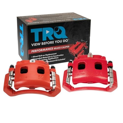 Front Brake Caliper Set Painted Red Brackets Compatible with 2002-2005 Dodge