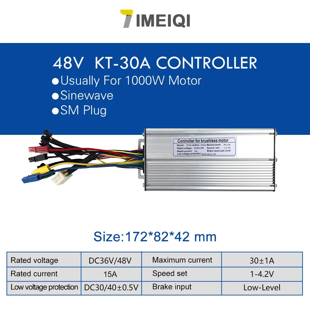 E-bike Controller 48V 1000W 1500W 30A Waterproof Connector with Light Function