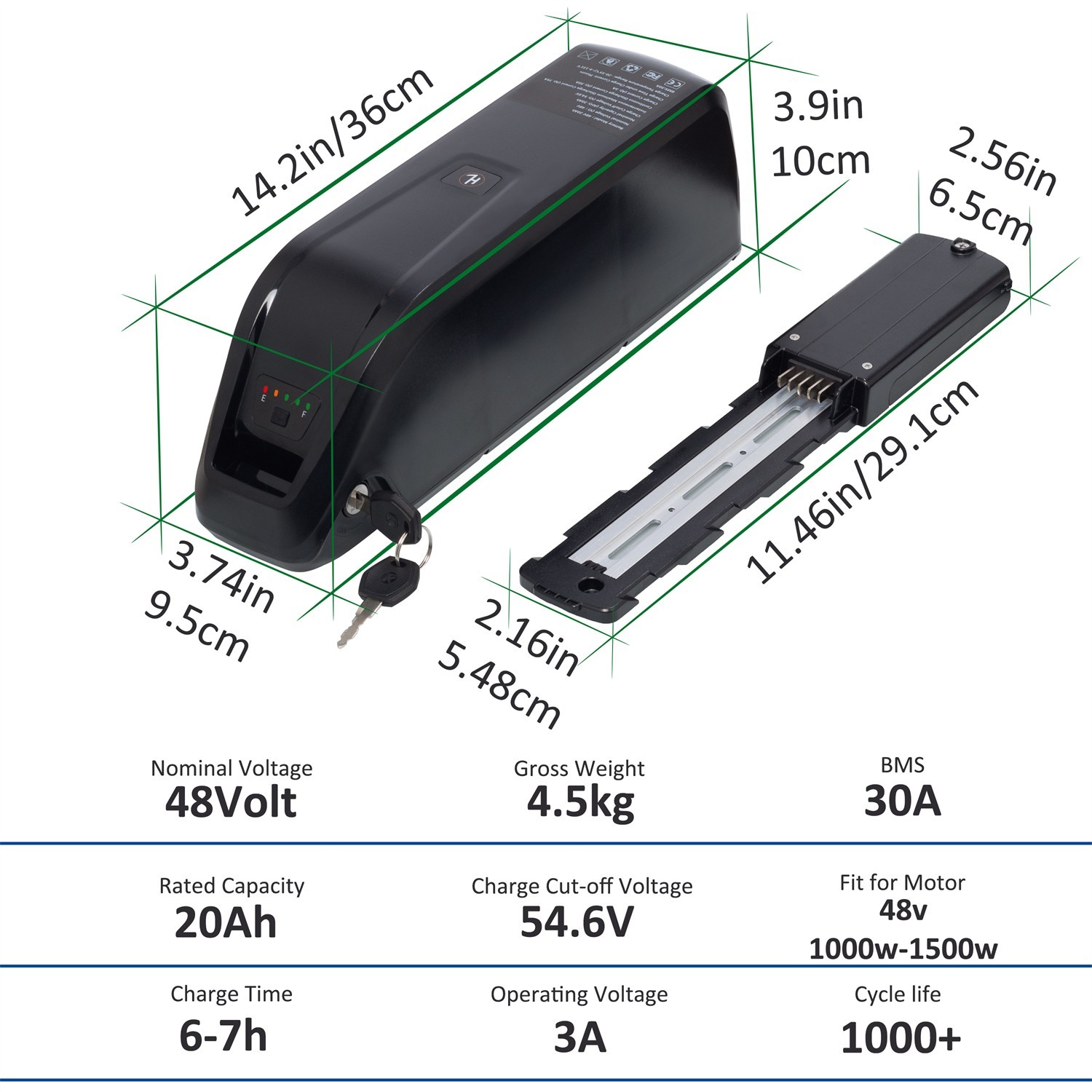 4PIN/5PIN 52V 48V 36V 10/15/20Ah 200W-2000W Electric Bicycle Lithium Battery