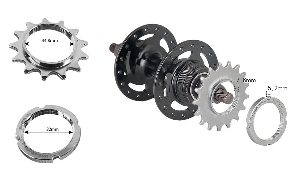 catazer Fixed Gear Freewheel Cog Lockring Set for Fixie Track Bike 17T