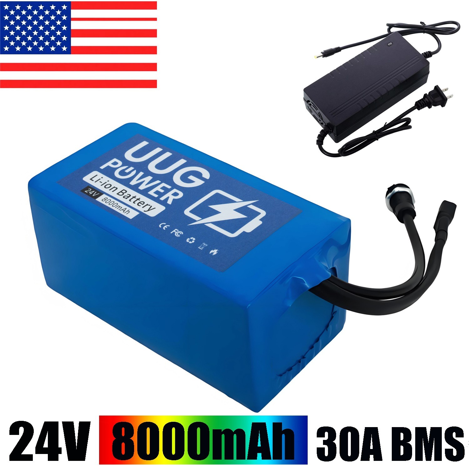 UUG 24V 8Ah Lithium Ebike Battery Electric Bicycle Bike Battery Pack BMS