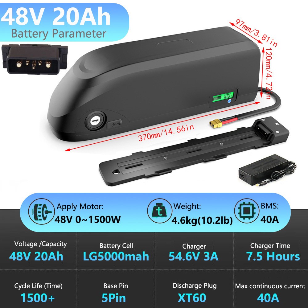 48V 20Ah Samsung Ebike Battery Lithium Rad Power Replacement Battery 0~2000W Kit