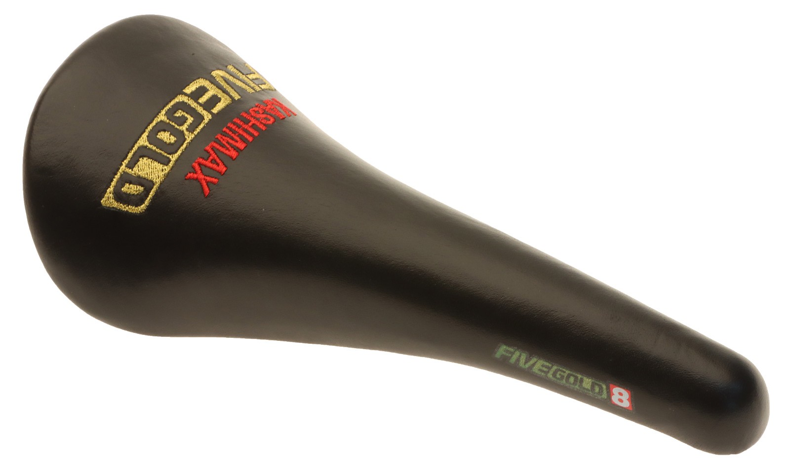 Kashimax Five Gold 8PE Saddle NJS 30mm Rails Black Smooth Leather w Logo NEW NOS